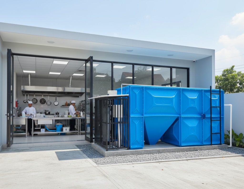 IPAL MBG adalah sistem pengolahan air limbah modern dengan tangki filtrasi dan instalasi industri ramah lingkungan