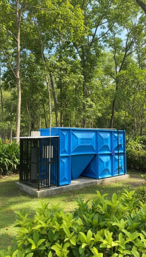 contoh ipal dapur mbg sederhana dengan grease trap bak pengendap biofilter dan bak kontrol sistem alur memanjang