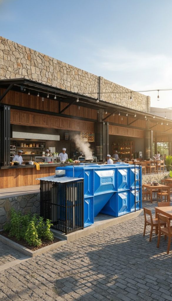 IPAL MBG sederhana dengan grease trap dan biofilter untuk dapur makan bergizi gratis