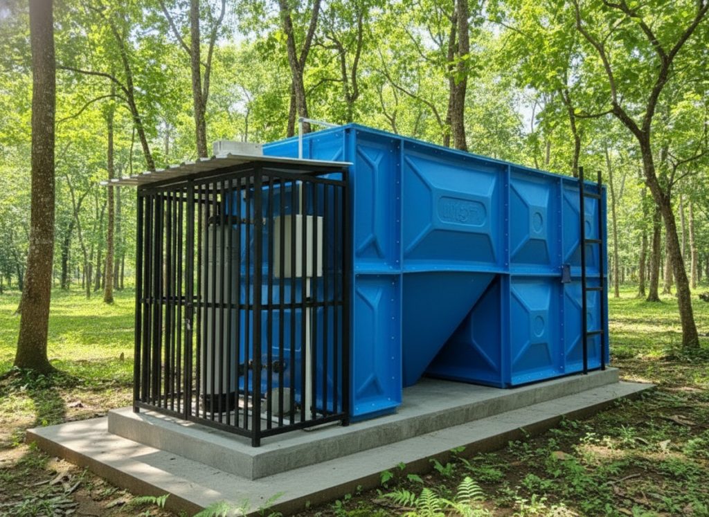 IPAL MBG efisien untuk satuan pelayanan gizi skala besar dengan bak pengolahan limbah dapur bertahap