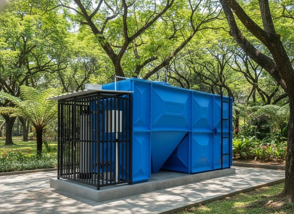 Sistem kerja IPAL MBG dalam mengolah limbah dapur melalui tahap penyaringan, pemisahan lemak, dan proses biologis